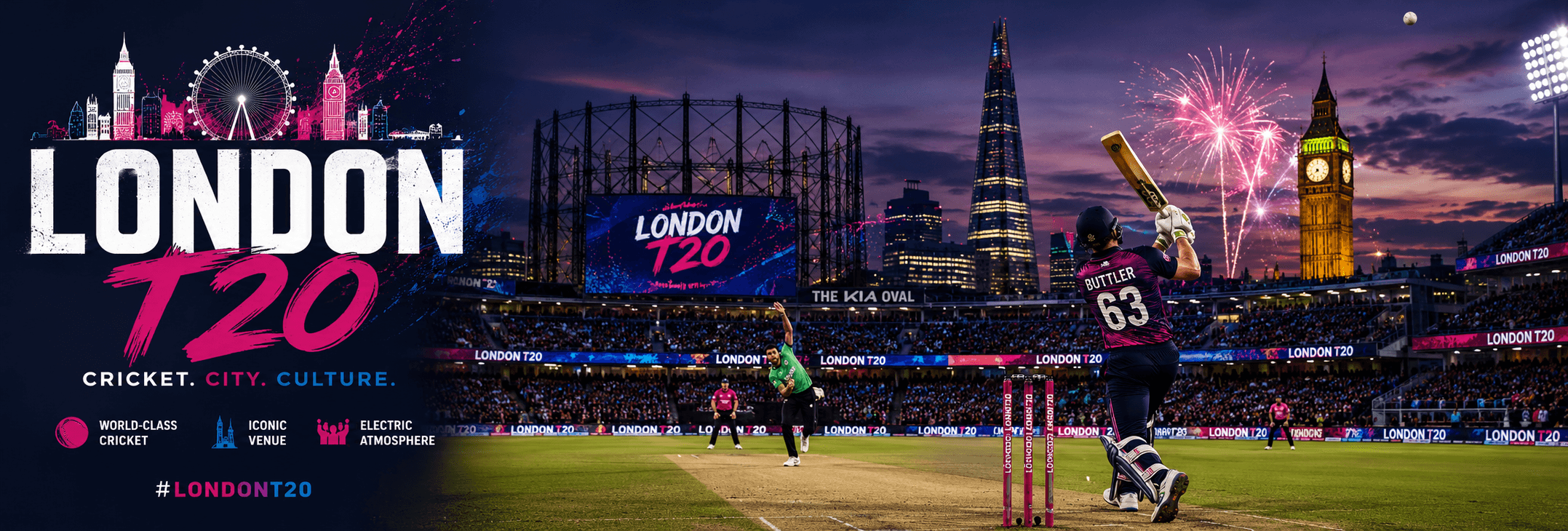 London Cricket Ground Action Shot